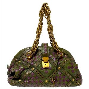 Bottega Veneta Green and Purple Woven Bag